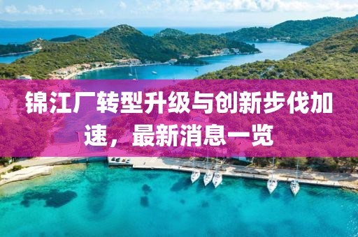 錦江廠轉型升級與創新步伐加速,最新消息一覽