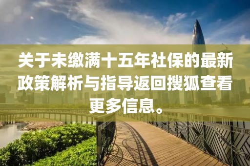關于未繳滿十五年社保的最新政策解析與指導返回搜狐查看更多信息。