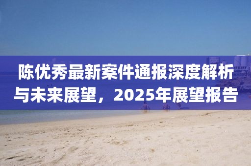 陳優(yōu)秀最新案件通報(bào)深度解析與未來(lái)展望,2025年展望報(bào)告