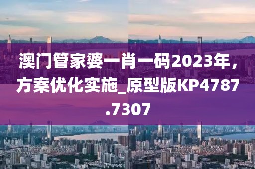 澳門管家婆一肖一碼2023年,方案優化實施_原型版KP4787.7307