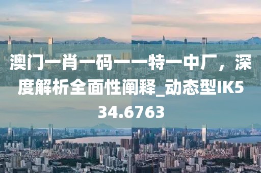 澳門一肖一碼一一特一中廠,深度解析全面性闡釋_動態(tài)型IK534.6763